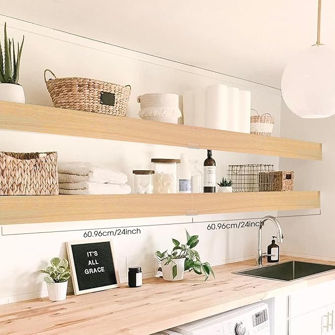 Wire Shelf Covers Suitable for Pantry Wire Rack 0.25 Thick PVC Faux Wood Grain Faux Wood Shelf Covers Set of 5 (26W*12D Inch)