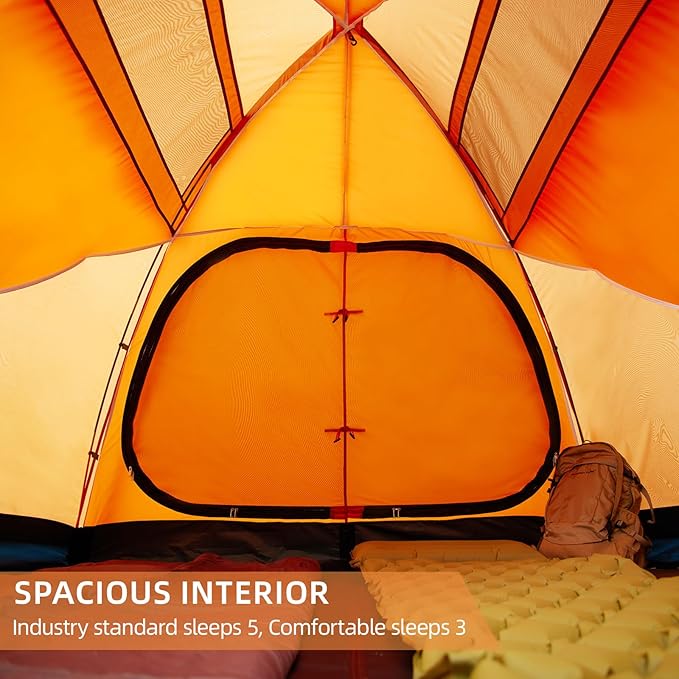 EchoSmile Tents for Camping Waterproof Windproof Tent with Multi-Pole 3-5 Person Spacious Dome Tent with Expandable Space for Shoes Packs &amp Wet Items Easy Setup Tent for Camping &amp Hiking