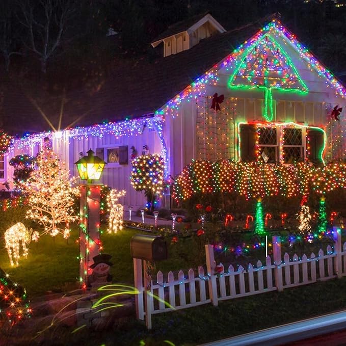 6 Pack Solar Chrismas Lights Outdoor 285 FT Total 720 LED Solar String Lights for Outside with 8 Modes &amp Memory Function Waterproof Twinkle Light for Xmas Tree Yard Party Decorations (Multicolor