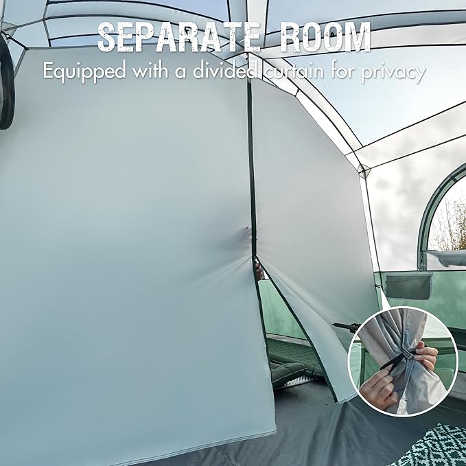 PORTAL 8 Person Tents for Camping Easy Setup Cabin Tent with Large Porch 2 Room Waterproof Family Camping Tent for Outdoor Camping Patio