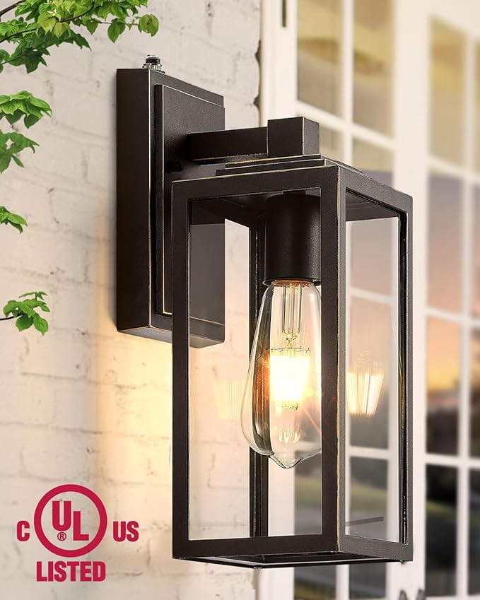 VIANIS Dusk to Dawn Outdoor House Lights Wall Mount 2 Packs Oil Rubbed Bronze Gold Trim Exterior Garage Lighting Fixtures Farmhouse Outdoor Wall Sconce Lantern for Porch Patio Anti-Rust Waterproof