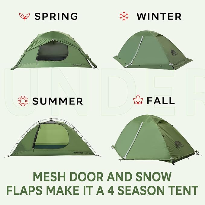 1/2 Person Backpacking Tent for 4-Season - Winter Waterproof Tent for One Person Lightweight Camping Gear for Backpacking Easy Set Up Cold Weather Essentials by Underwood Aggregator
