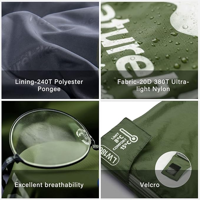 Naturehike Lightweight Compact Sleeping Bag 59℉/32℉ Envelope Ultralight Backpacking Sleeping Bag Portable Waterproof with Compression Sack for Cold&ampWarm Camping Traveling Hiking