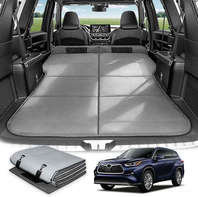 Car Mattress for Toyota Highlander Foldable Non-Inflatable Memory Foam Camping Bed Thickened Portable SUV Trunk Sleeping Pad Air Mattress Upgrade for Camping &amp Travel Essentials With Storage B