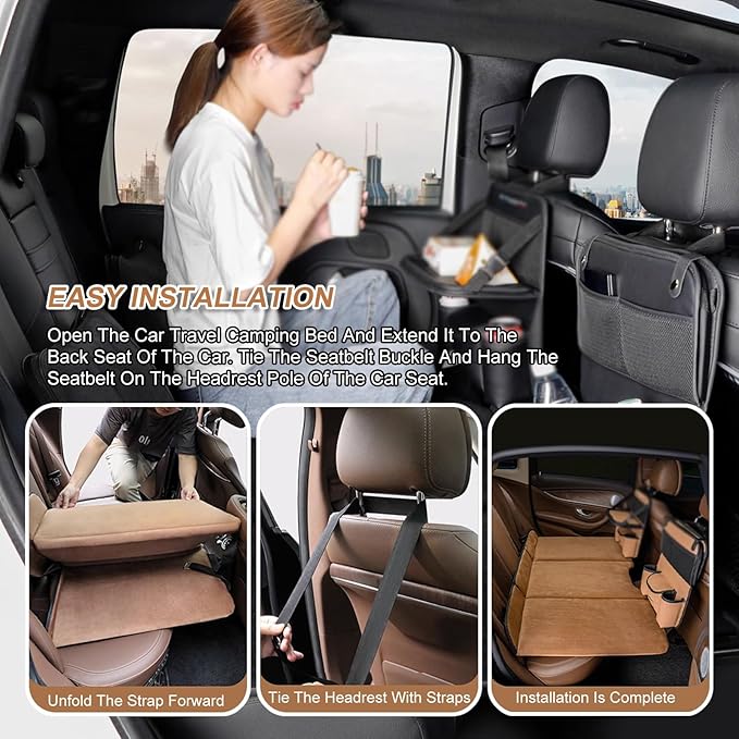Generic Car Travel Camping Back Seat Sleeping Mattress Double-Sided Non-Inflatable Foldable Design Suitable for Most Cars Restful Sleep on The Go