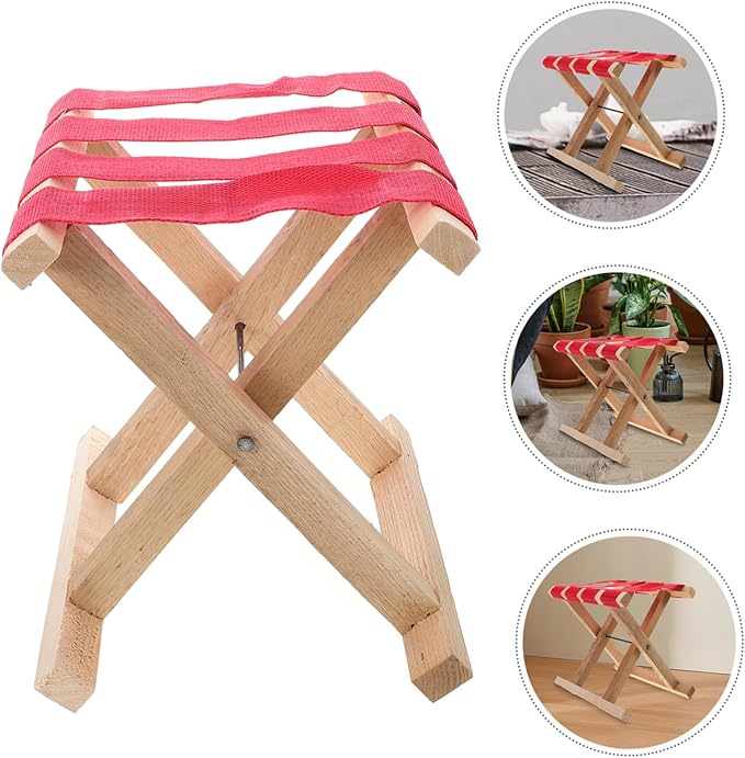 SUPVOX Outdoor Folding Stool Angler Sitting Bench Compact Portable Wooden Camping Fishing Picnic Seat