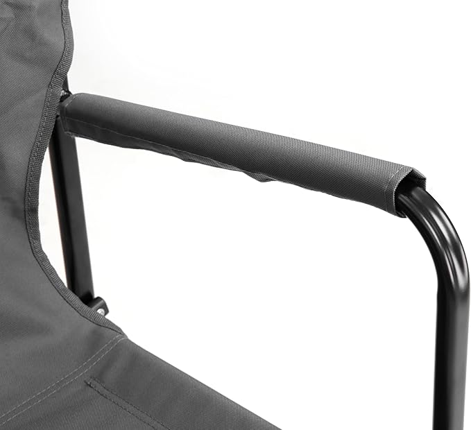 Outdoor Freestyle Rocker Camping Chair Portable Folding Rocking Chair with Solid Armrests Drink Holder Comfortable Backrest Grey