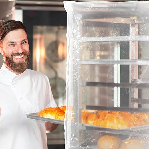Reusable PVC Bread Pan Rack Cover 28x23x61 Inch Anti-Scratch Protective Cover for Bakery Bread Maker and Bun Pan Rack Dustproof