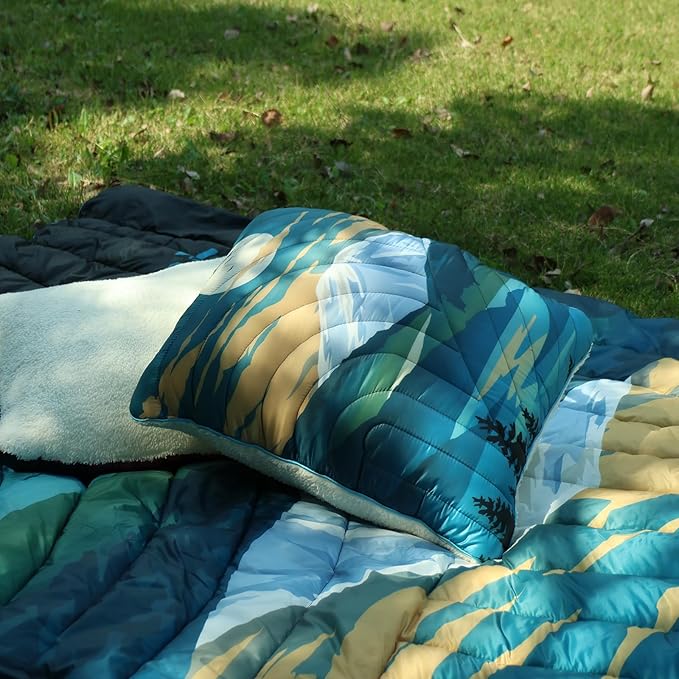 Outdoor Camping BlanketWarm Thick Camp Blankets with Sherpa Lining Soft Fleece Camping Blanket Puffy Camping Quilt for Cold Weather Traveling Stadium Hiking Picnics