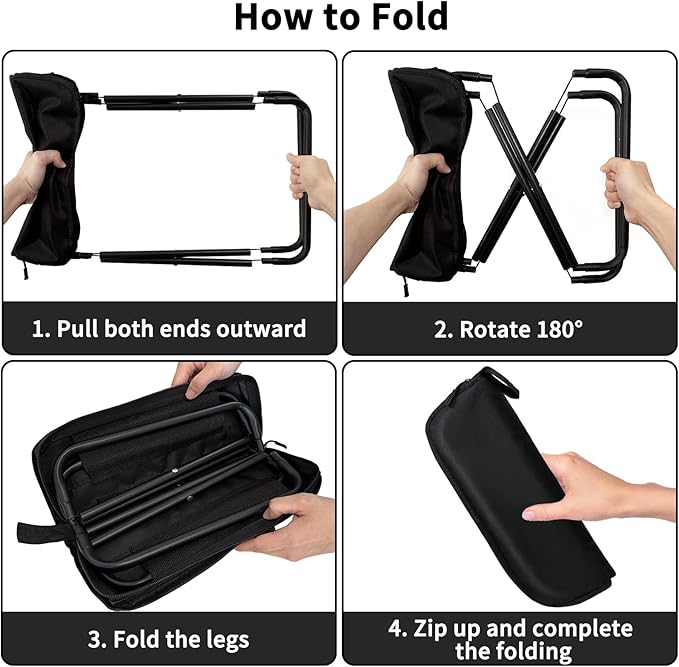 2 Pack Camping Stool 13 Inch Portable Folding Stool for Adults Lightweight Small Foldable Stools for Fishing Hiking Outdoor Gardening