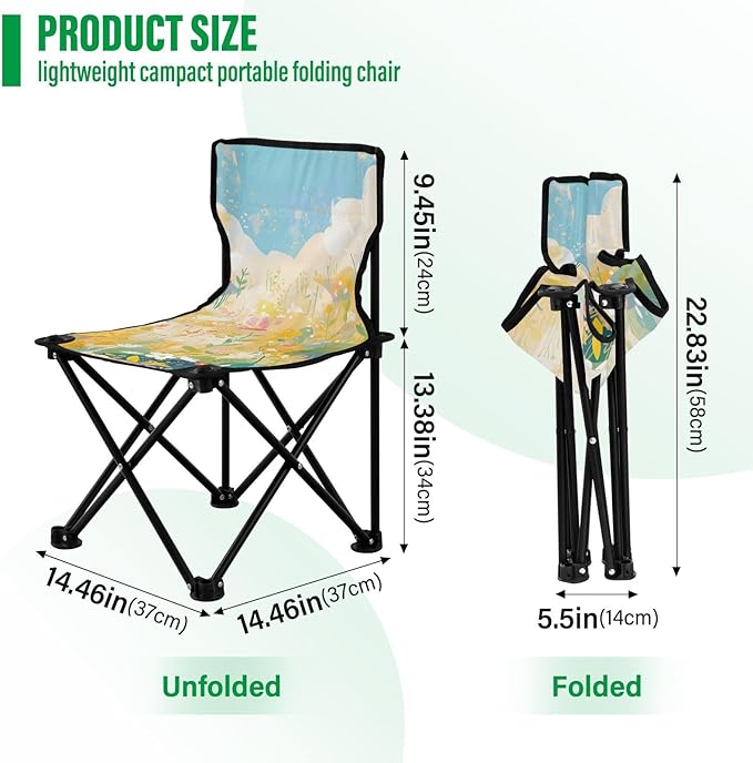 Bright Wildflowers Portable Camping Chairs Folding Chair - Durable Oxford Fabric Lightweight Iron Frame Easy Fold Design - Ideal for Outdoor Activities Camping Fishing and Travel