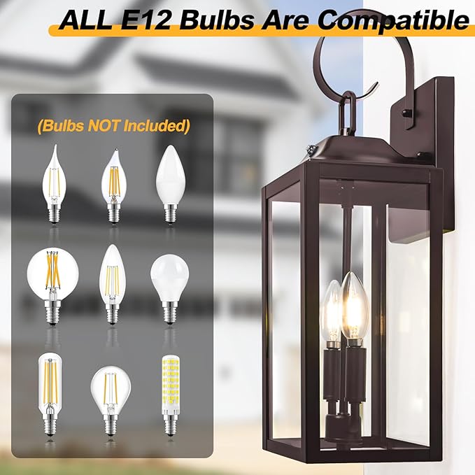 Oil Rubbed Bronze Dusk to Dawn Outdoor Wall Lighting 19 Large Outside Modern Wall Sconce Lantern Industrial Porch Light Wall Mount Waterproof Farmhouse Exterior Lamp 2-Light Brown 2 Pack