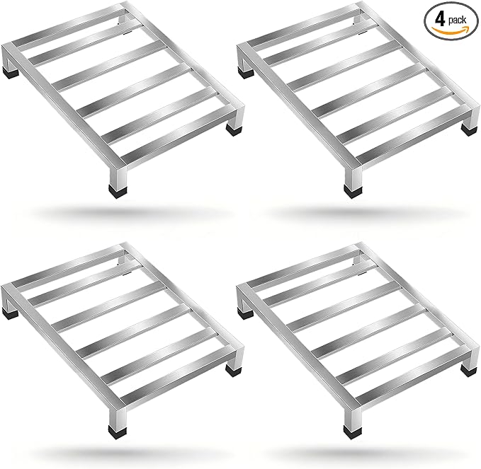 4 Pack Dunnage Rack15.7X11.8X3.5 Stainless Steel Dunnage RacksKitchen Basement Garage Storage Racks1000 lbs Capacity (4)