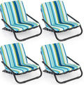 Giantex 4-Pack Beach Chairs for Adults Folding Camping Chairs with Aluminum Frame Quick-Drying Cotton Cushion Shoulder Straps 300 Lbs Capacity Lightweight Sling Chairs for Travel Backpack Chair