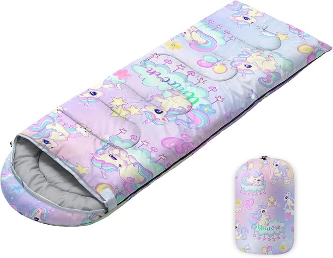 Sleeping Bags for Adults Youth Kids3D Printing Camping Sleeping Bag for Girls Boys Lightweight Waterproof Cold/Warm Weather Sleeping Bag for 3 Seasons