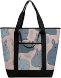 Insulated Shopping BagLarge Reusable Cooler Bags Blue Chinchillas Printed Foldable Shopping BagTravel Waterproof Shoulder Bag