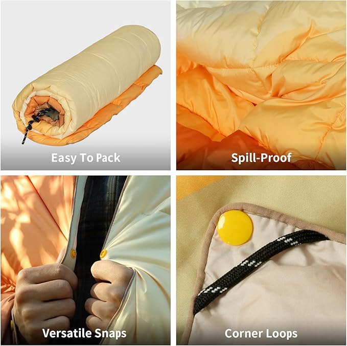 Camping Blanket Puffy Blankets Lightweight Windproof Resistant for OutdoorsHiking BackpackingCarPicnicStadium