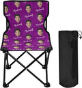Sinestour Purple Custom Photo Folding Camping Chair for Teen Child Personalized Name 14.6×14.6in Portable Outdoor Chair with Carry Bag for Picnic Lawn Travel