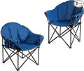 Giantex Portable Camping Chair Outdoor Folding Moon Saucer Chair for Lawn with Soft Padded Seat Cup Holder and Carry Bag