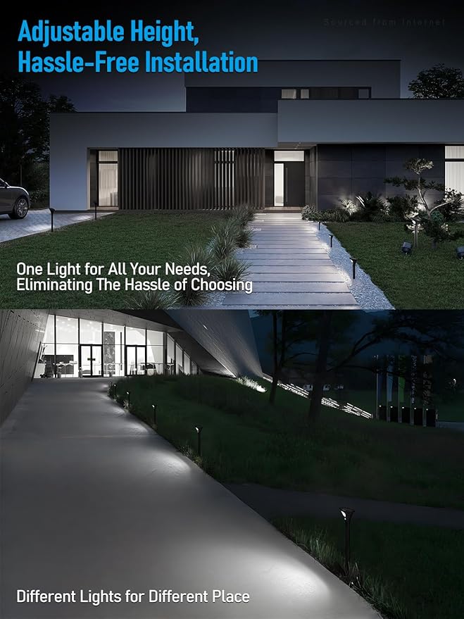 LEONLITE 8-Pack LED Solar Powered Motion Sensor Pathway Lights Battery Powered Outdoor Solar Landscape Lights Walkway Light for Yard Garden Lawn All Night Long Lighting 6500K Pure White