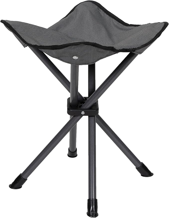 Stansport Apex Fold-Up Stool (G-140) - Black/Grey Portable and Lightweight Stool for Camping Fishing Hiking Backpacking and More - 300 lbs weight capacity