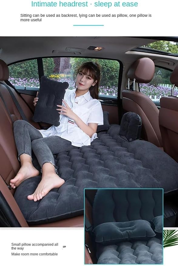 Inflatable Car Mattress SUV Back Seat Inflatable Bed Outdoor Camping Inflatable Mat Thick Flocked PVC Material 72 Hours Leak-Proof Test (Six)