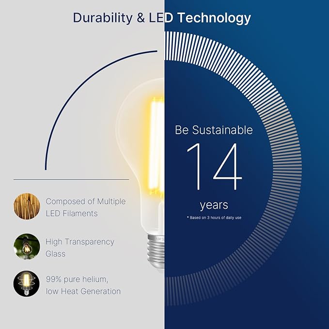 FLSNT 150W Equivalent Dimmable A23 LED Light Bulbs 2650Lumens Efficient 18W 3000K Warm White E26 Base 8 Pack