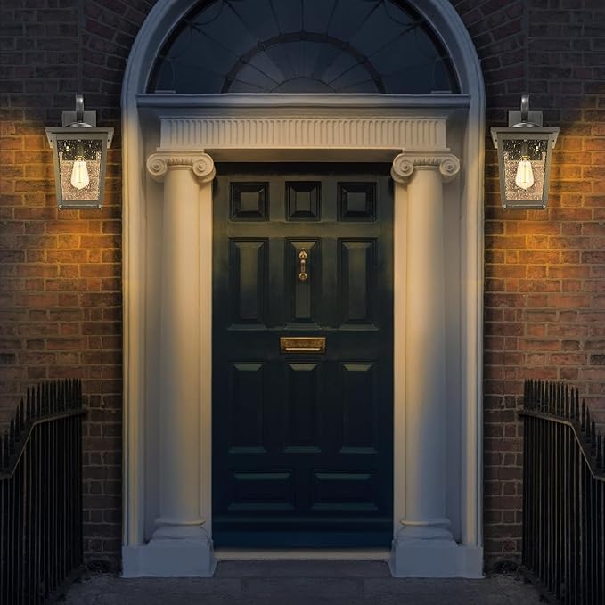 Outdoor Light Fixtures Wall Mount Waterproof Exterior Wall Lanterns with Seeded Glass Outside Wall Sconces Front Porch Lights for House Garage Doorway Patio Large