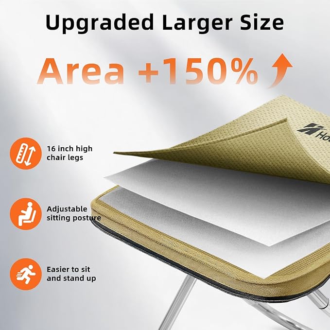 Camping Stool 16in Tall Portable Folding Stool with Carry Bag Upgraded Ultralight Chair with Roomy Seat for Adults Holds 280lbs Ideal for Hiking Fishing Outdoor Use Brown