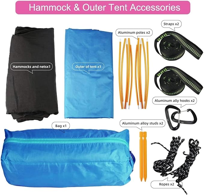 Compatible For Travel Mosquito Net Hammock Waterproof Outdoor Camping Hiking Integrated Tent(Camouflage)