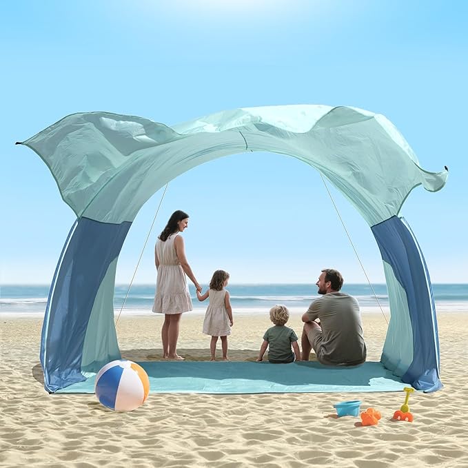 Beach Shade The Classic Wind-Supported Beach Canopy with UPF 50+ Protection 7.5ft Tall Portable &amp Easy Setup for 3-6 People