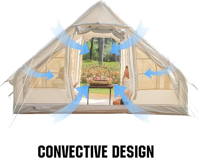 4-6 Person House Instant Glamping Camping Tents House with Hand Pump Outdoor Inflatable Tent Oxford Fabric Waterproof and Windproof Blow up Tent for Adults Family Travel Hiking