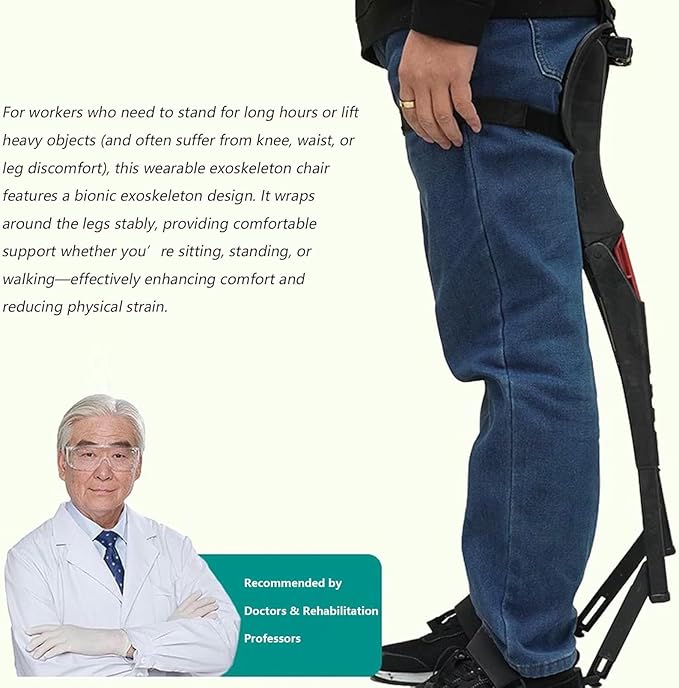 Lightweight Exoskeleton Wearable Chair Portable Invisible Chair Pants Up to 331 Lbs for Anglers Hikers Barbers Chefs Photographers Green