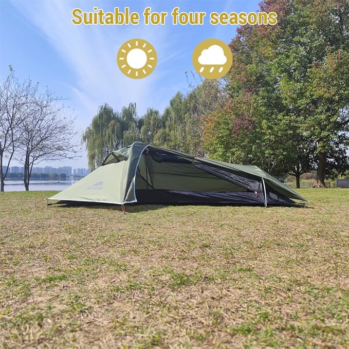 Backpacking Tent 1 Person Ultralight Aluminum Pole Stormproof Camping Tent Suitable for Four Seasons Single Person Tent Special Floor Cloth