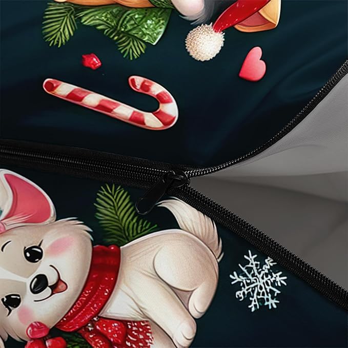 HOSIMA Kids Cute Dog Sleeping BagDifferent Pet Dogs Pattern Cold Weather Gear for CampingAnimal Themed with Christmas Tree Print Waterproof Sleeping Bags for Outdoors Hiking.