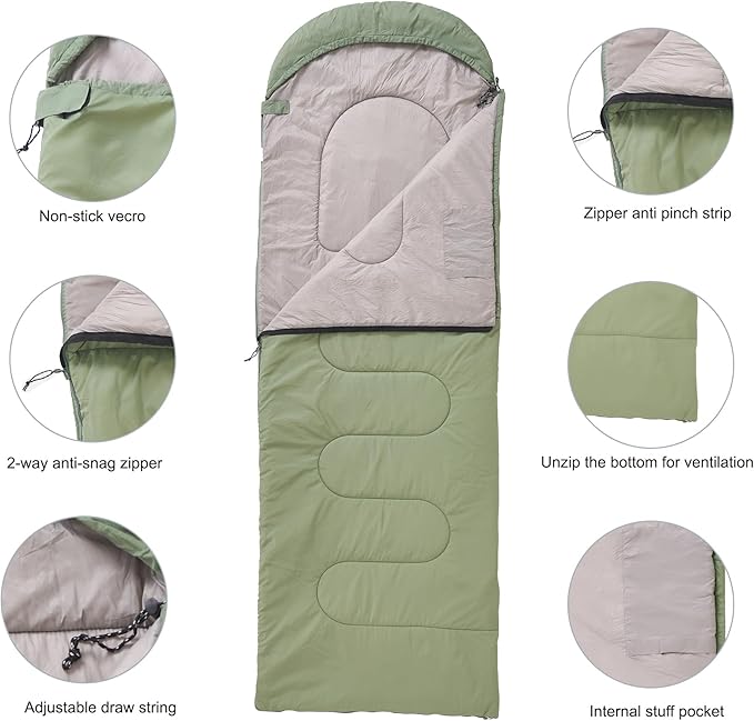 Lightweight Sleeping Bag 2.43lbs Backpacking Sleeping Bag 46℉-59℉ Nylon Shell and Lining Waterproof Compact Ultralight Sleeping Bag for Backpacking Camping Hiking
