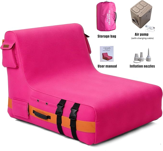 Inflatable Couch Air Sofa: Portable Outdoor Inflatable Sofa with Built-in Electric Pump - Air Lounger for Camping Beach Festival Travel - Ideal for Dorm Rooms Small Apartments