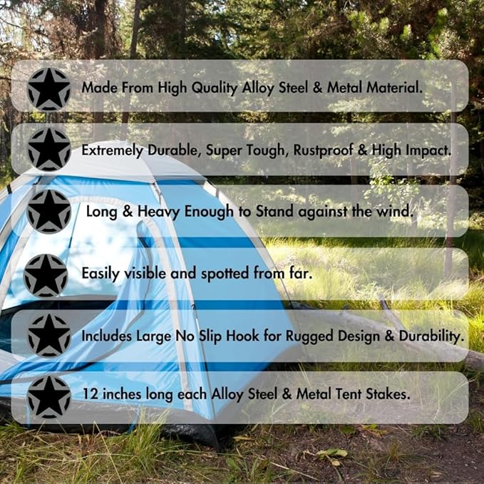 Heavy Duty Metal Sturdy Steel Tent Solid Stakes V Spikes 12 Outdoor Garden Camping Shelter Canopy Pergolas Peg Nails (10-Pack)