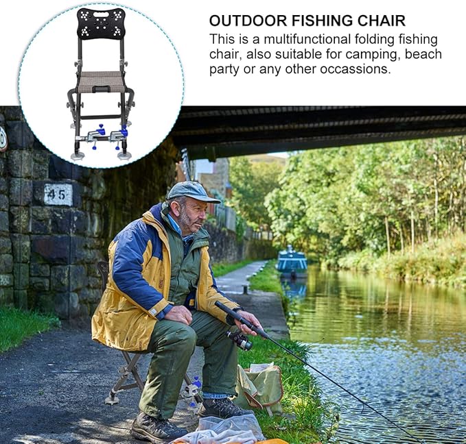 1pc Multifunctional Portable Folding Beach Chair Backrest Lightweight Fishing Stool for Camping Hiking and Outdoor Activities
