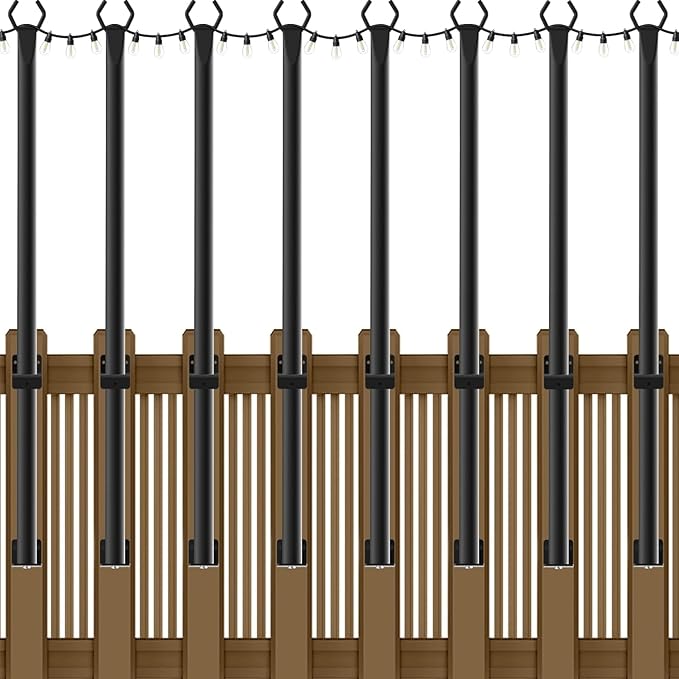 8 Pack String Light Poles5Ft Metal Poles for Outdoor String LightsOutdoor Light Poles with PostPoles/Stand for OutsidePatioDeckBackyardGarden WeddingParty