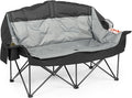 Heavy Duty Double Camping Chair for Adults Oversized 2 Person Camping Loveseat with Thick Padding Folding Outdoor Couch Supports Up to 600 lbs for Family Camping Stargazing Fishing Black &amp Gre