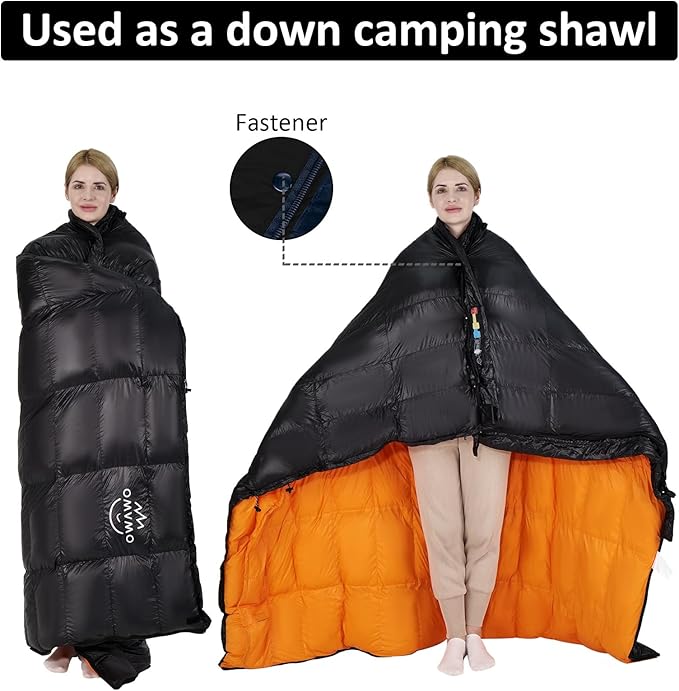 -10°F 0°F 10°F 15°F Down Sleeping Bag for Adults800/650 Fill PowerUltralight Wearable 4 Season Cold Weather Rectangle Sleeping Bag for Camping HikingCan be Used as a Down Blanket or Cloak