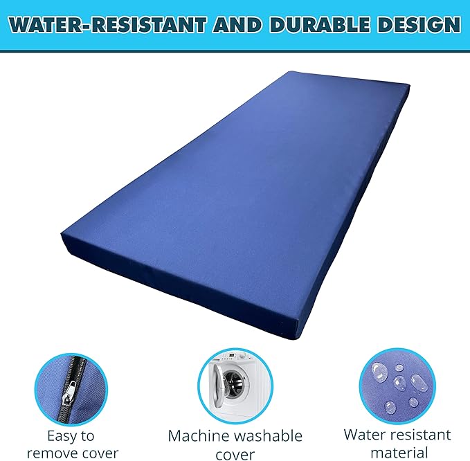 Foamma 6” x 24” x 72” Water Resistant Memory Foam RV Bunk Mattress Firm High Density Foam Base Comfortable and Durable Polyester Cover Truck Camper Travel Trailer Made in USA