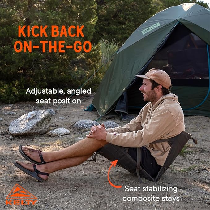 Kelty Camp Chair Adjustable Minimalist Seat for Trail Breaks Stadiums Concerns Closed Cell Foam Padding 1.2oz (Bungee Cord/Beluga)