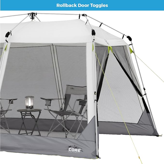 CORE 12'x10' Instant Screen House | Folding and Portable Large Pop Up Canopy Shelter with Included Carry Bag | Perfect for Family Camping Outdoor Picnic Backyards BBQ Tailgate Patio and Party