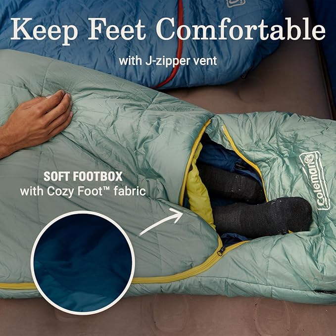 Coleman Big Bay 0/20/40°F Cold-Weather Sleeping Bag Adult Mummy Sleeping Bag with Headrest Foot Ventilation &amp Storage Sack Big &amp Tall Options
