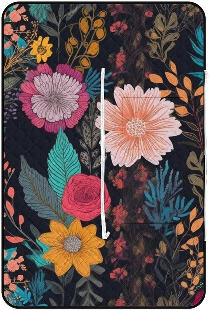 Zipper Colorful Boho Floral Style Picnic Mat Suitable for Travel Camping Park Or Home Use
