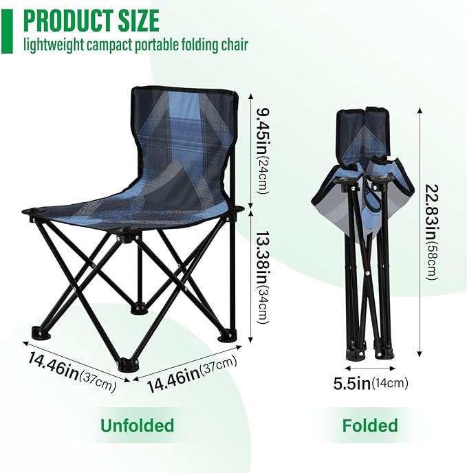 Argyle Plaid Darkslateblue Foldable Heavy Duty Camping Chairs Portable Chairs for Adults Carry Bag Included for Traveling