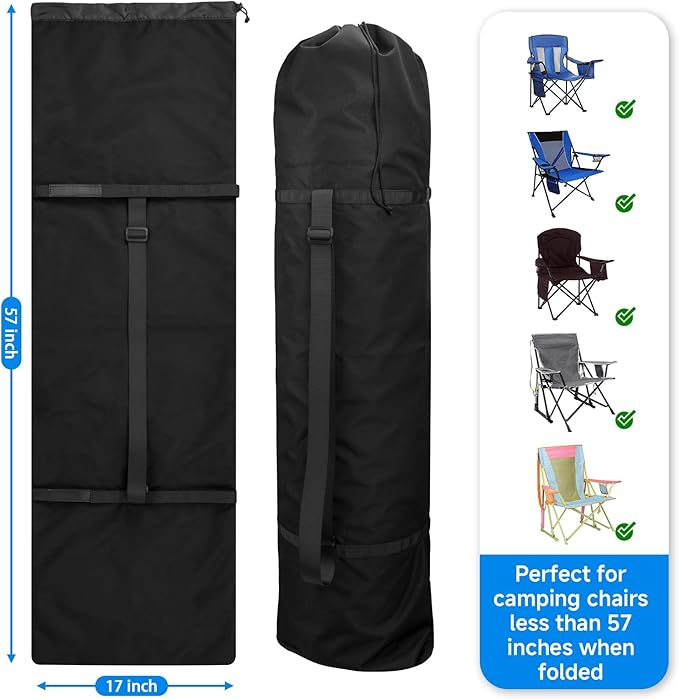 Xxerciz 57 Inch Replacement Bag for Folding Camping Chair Camp Chairs Carry Storage Bag with Shoulder Strap and Drawstring Chair Cover for Beach Chair Umbrella Hammock (Only Bag)