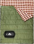 AGEMORE Cotton Flannel Double Sleeping Bag for Camping Backpacking Or Hiking. Queen Size 2 Person Waterproof Sleeping Bag for Adults Or Teens. Lightweight with Compression Sack
